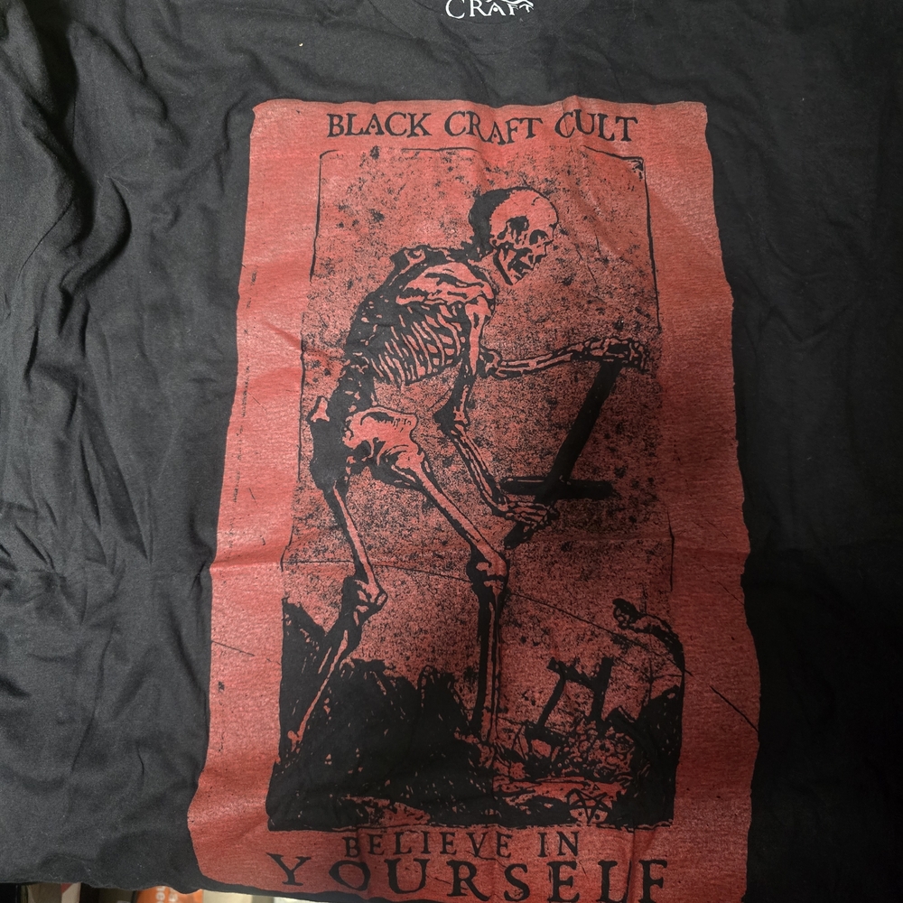 BlackCraft Cult Men's Skeleton Graphic Tee - Black and Red